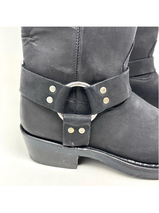 Old West Made in Texas Tall Black Leather Harness Boots Size 7